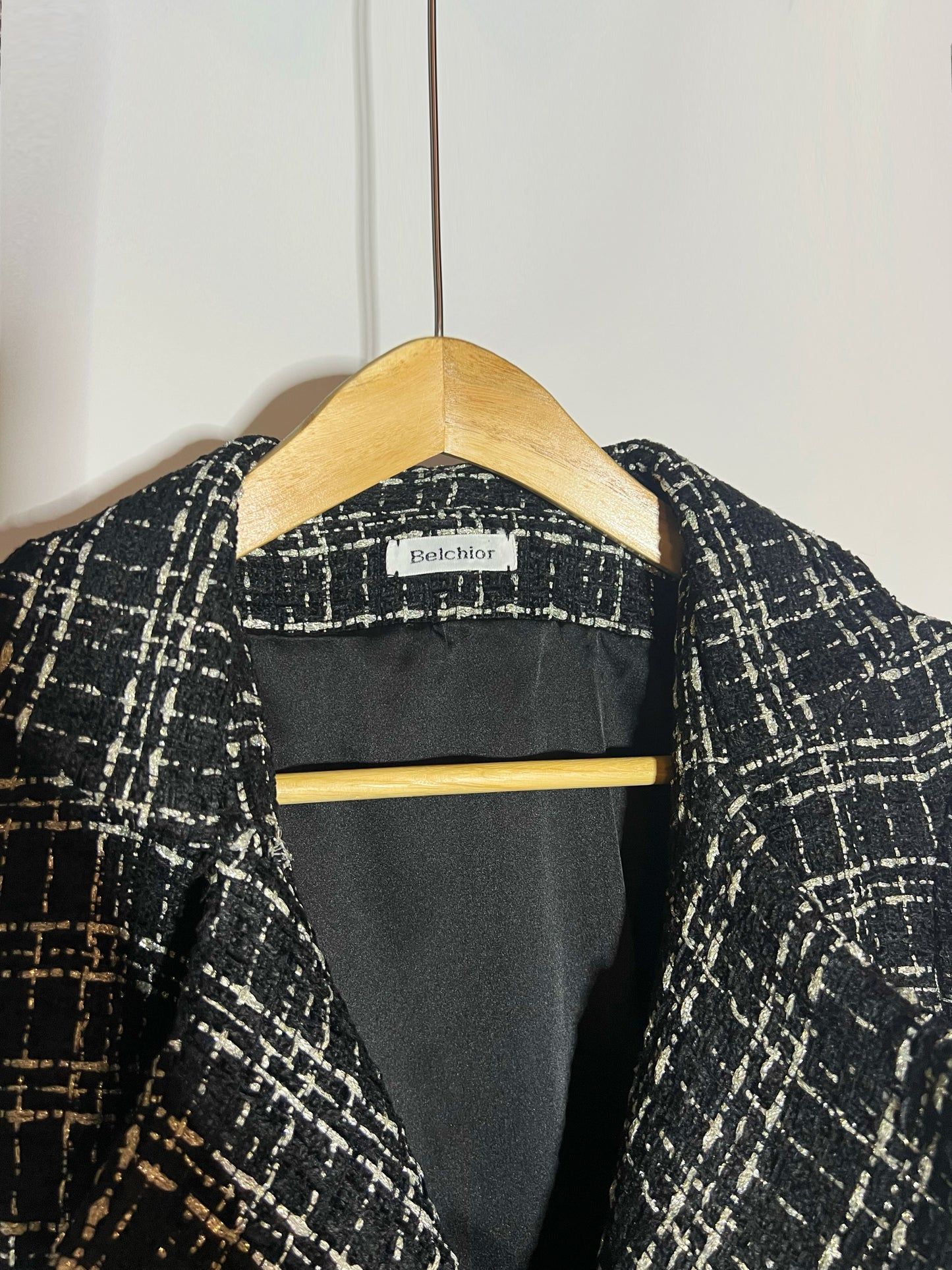 Tweed Black and Silver Blazer Check Pocket