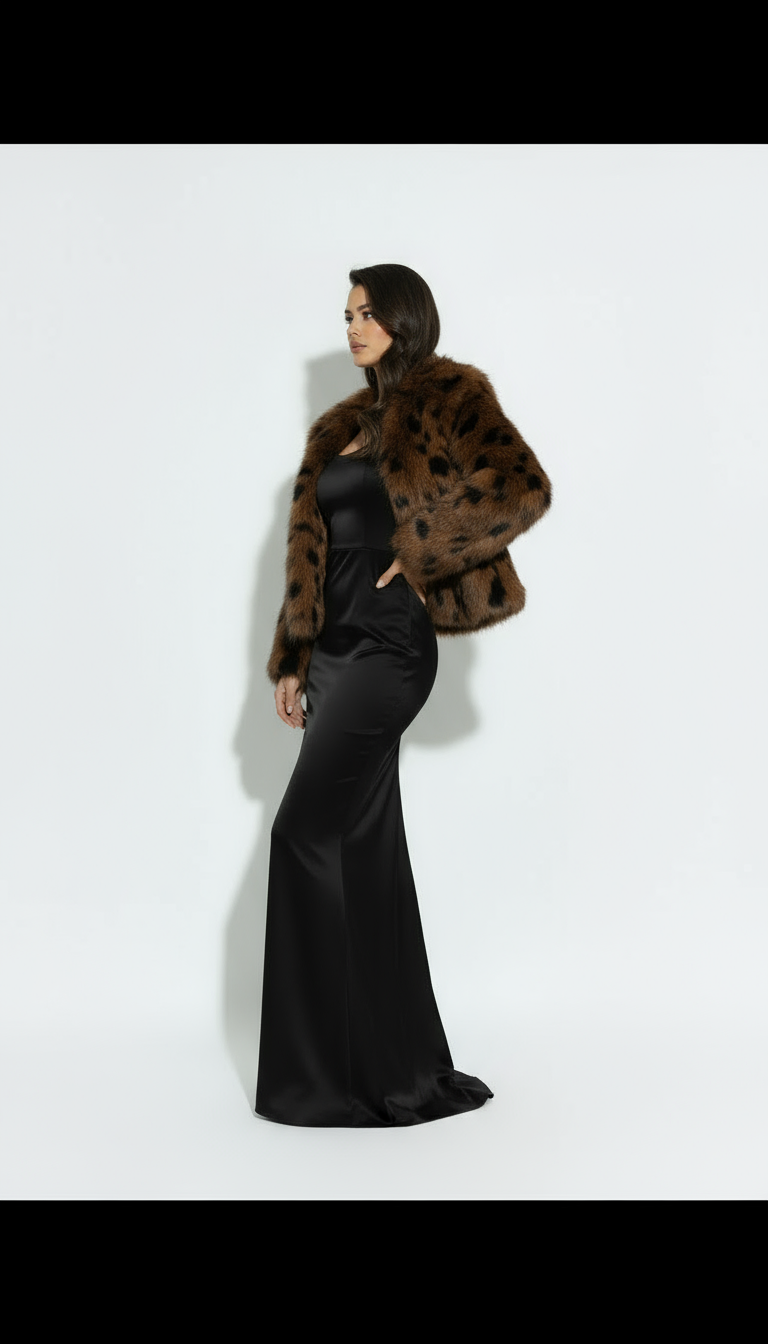 Cropped Brown Panther Coat