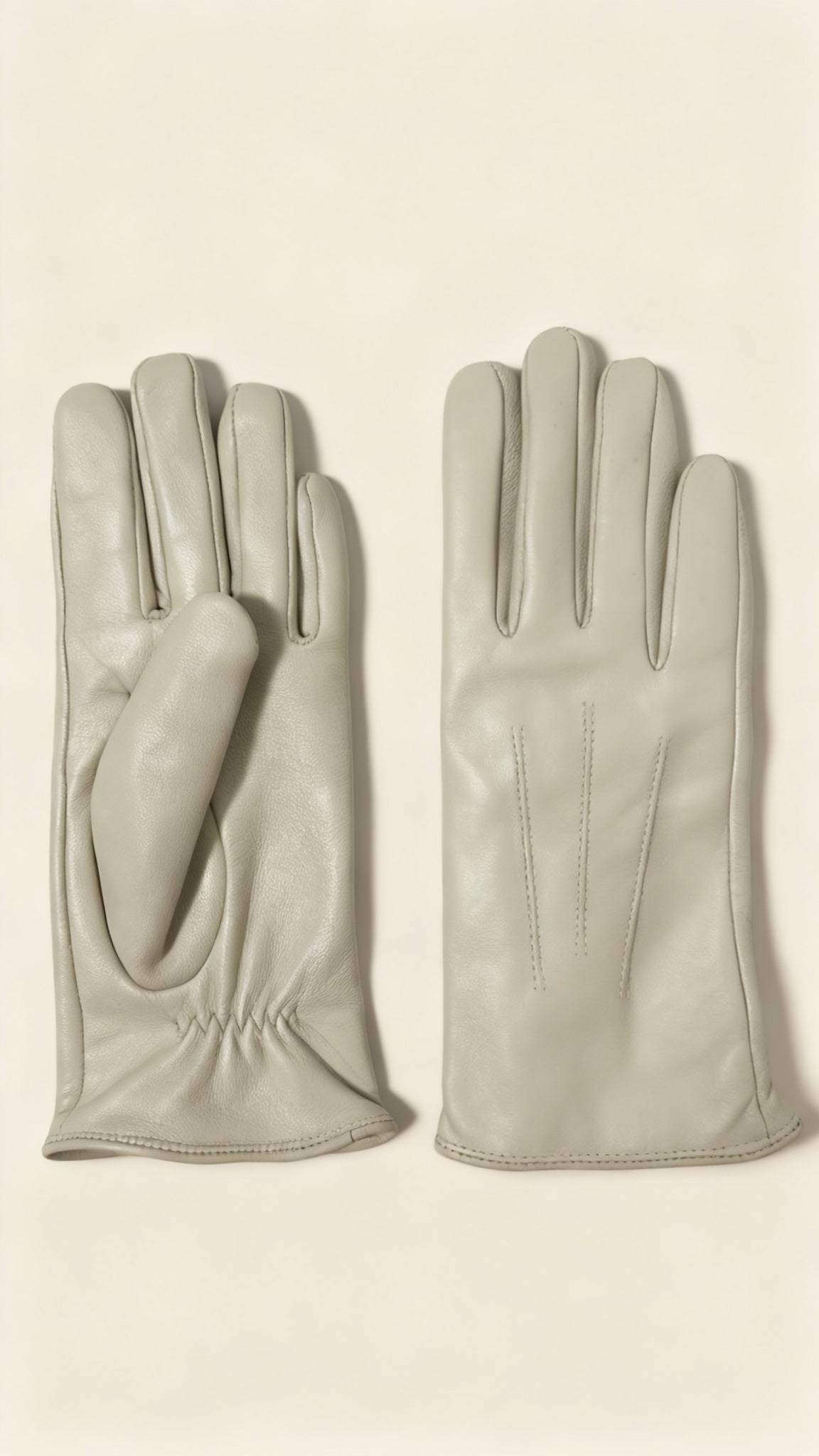 Cream Faux leather gloves