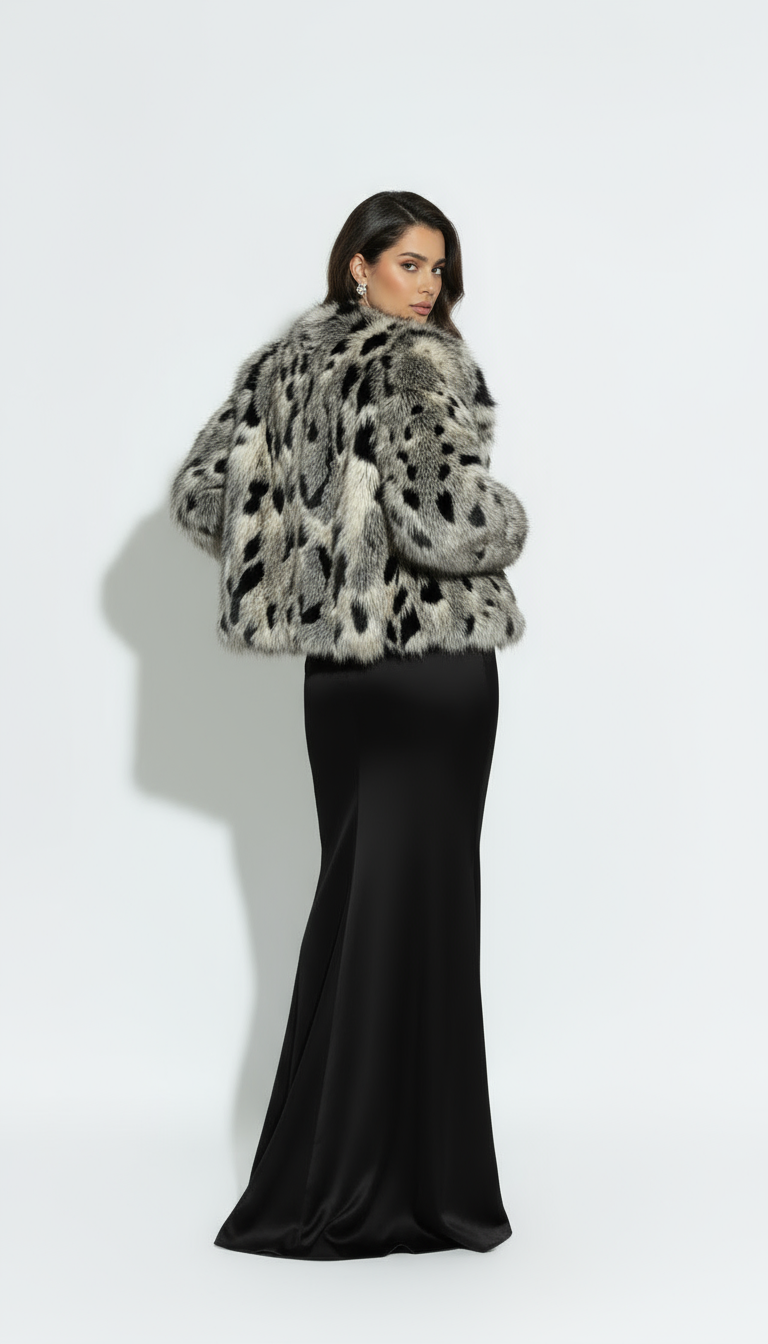 Cropped White Panther coat