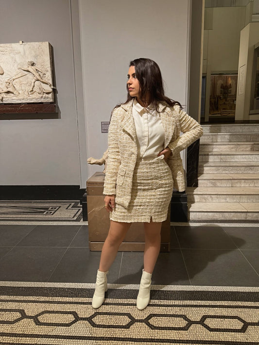 Gold Winter Tweed Skirt