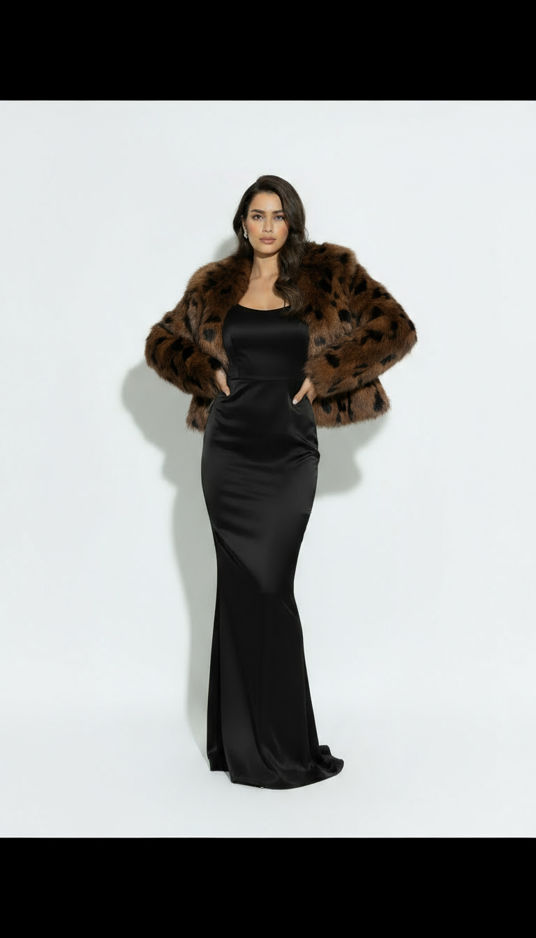 Cropped Brown Panther Coat