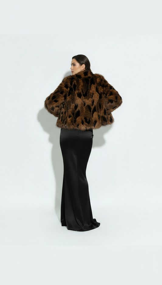 Cropped Brown Panther Coat