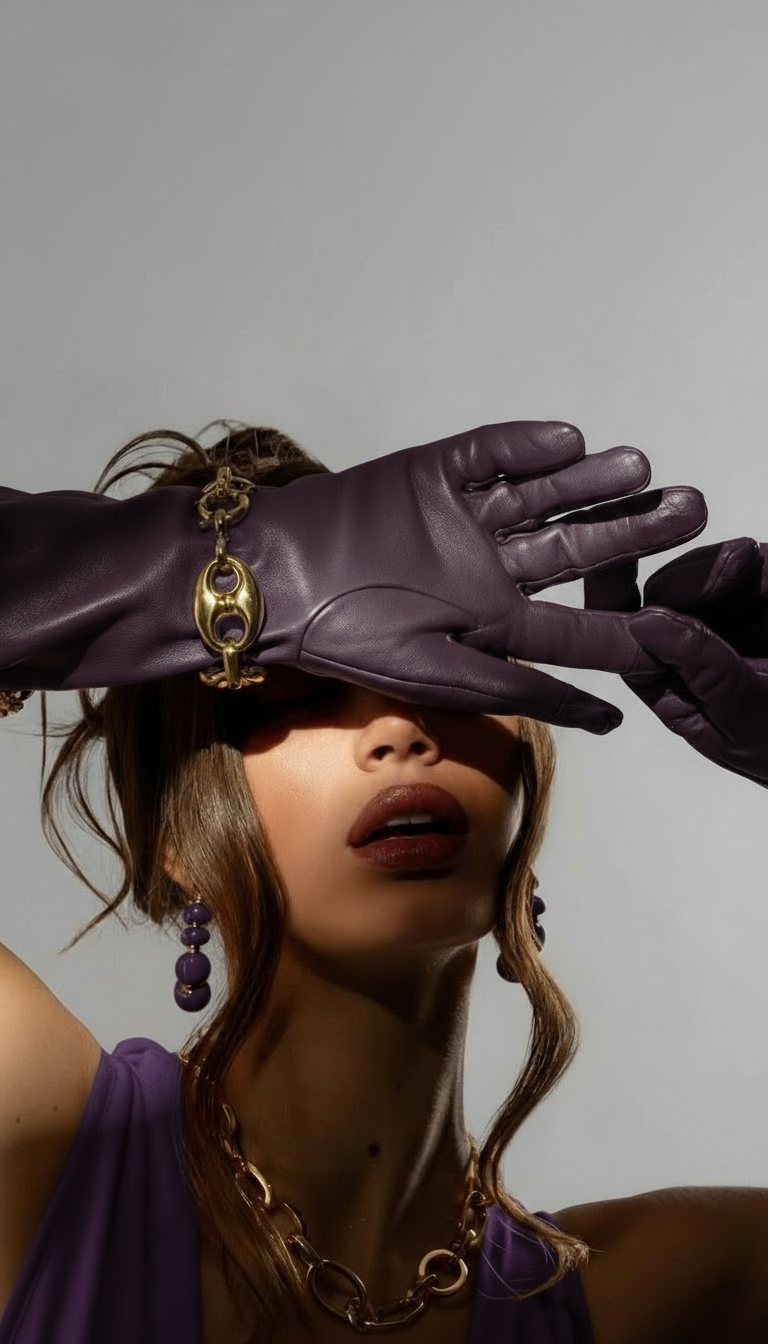 Burgundy faux leather gloves