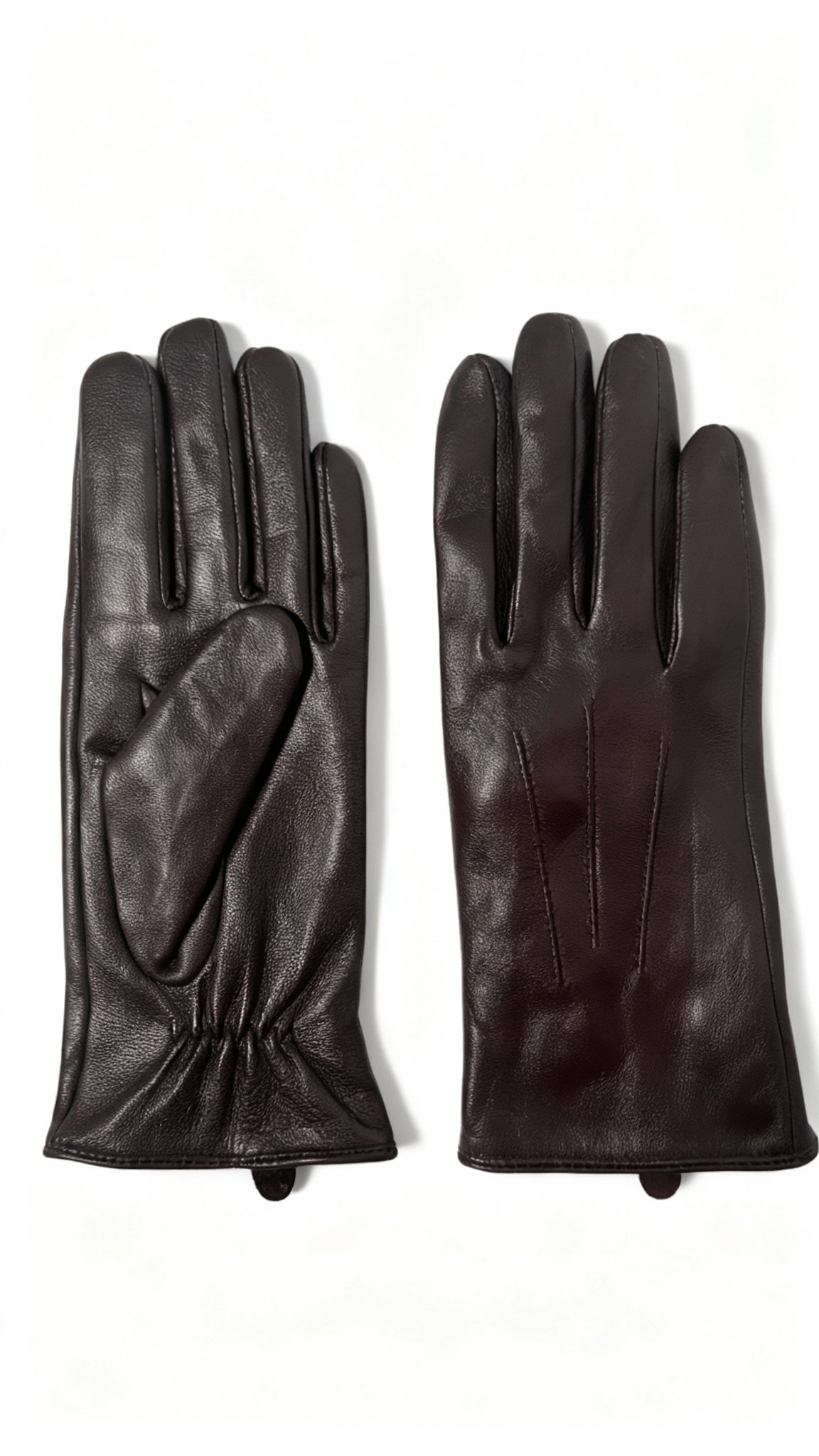 Brown faux leather gloves